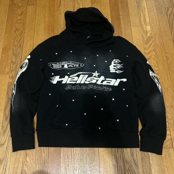 Black Graphic Hoodie with Logo